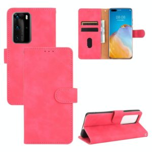 For Huawei P40 Pro Solid Color Skin Feel Magnetic Buckle Horizontal Flip Calf Texture PU Leather Case with Holder & Card Slots & Wallet(Rose Red) (OEM)
