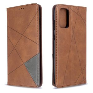 For Galaxy S20 Ultra Rhombus Texture Horizontal Flip Magnetic Leather Case with Holder & Card Slots(Brown) (OEM)