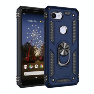 For Google Pixel 3a Shockproof TPU + PC Protective Case with 360 Degree Rotating Holder(Blue) (OEM)