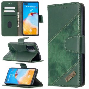 For Huawei P40 Matching Color Crocodile Texture Horizontal Flip PU Leather Case with Holder & Card Slots & Wallet(Green) (OEM)