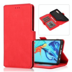 For Huawei P30 Retro Magnetic Closing Clasp Horizontal Flip Leather Case with Holder & Card Slots & Photo Frame & Wallet(Red) (OEM)