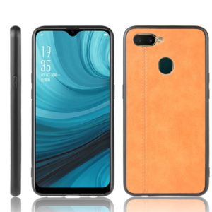 For Oppo A12 Shockproof Sewing Cow Pattern Skin PC + PU + TPU Case(Orange) (OEM)