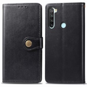 For Xiaomi Redmi Note 8 Retro Solid Color Leather Buckle Phone Case with Lanyard & Photo Frame & Card Slot & Wallet & Stand Function(Black) (OEM)