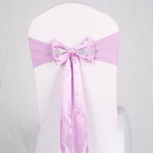 For Wedding Events Party Ceremony Banquet Christmas Decoration Chair Sash Bow Elastic Chair Ribbon Back Tie Bands Chair Sashes(Light Purple) (OEM)