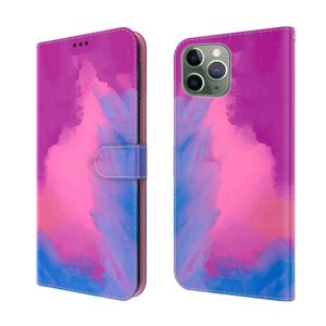 Watercolor Pattern Horizontal Flip Leather Case with Holder & Card Slot & Wallet For iPhone 11 Pro Max(Purple Red) (OEM)