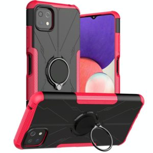 For Samsung Galaxy A22 5G Armor Bear Shockproof PC + TPU Protective Case with Ring Holder(Rose Red) (OEM)
