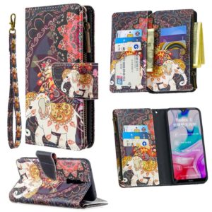 For Xiaomi Redmi 8 Colored Drawing Pattern Zipper Horizontal Flip Leather Case with Holder & Card Slots & Wallet(Flower Elephants) (OEM)