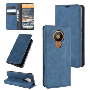 For Nokia 5.3 Retro-skin Business Magnetic Suction Leather Case with Holder & Card Slots & Wallet(Dark Blue) (OEM)