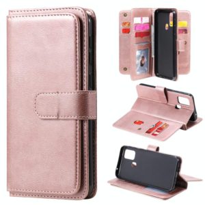 For Samsung Galaxy M31 Multifunctional Magnetic Copper Buckle Horizontal Flip Solid Color Leather Case with 10 Card Slots & Wallet & Holder & Photo Frame(Rose Gold) (OEM)