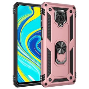 For Xiaomi Redmi Note 9 Pro Shockproof TPU + PC Protective Case with 360 Degree Rotating Holder(Rose Gold) (OEM)
