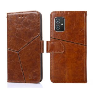 For Asus Zenfone 8 ZS590KS Geometric Stitching Horizontal Flip Leather Phone Case(Light Brown) (OEM)