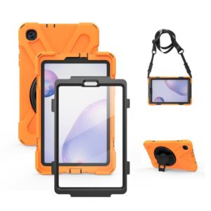 For Samsung Galaxy Tab A 8.4 2020 T307U Shockproof Colorful Silicone + PC Protective Case with Holder & Shoulder Strap & Hand Strap & Screen Protector(Orange) (OEM)