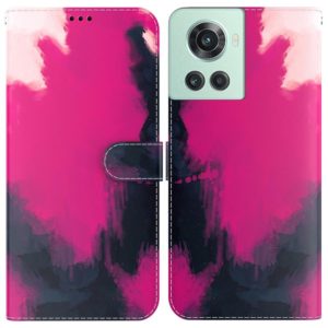 For OnePlus 10R / Ace Watercolor Pattern Leather Phone Case(Berry) (OEM)