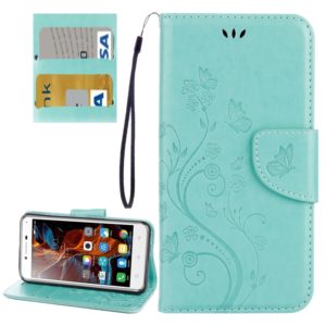 For Lenovo Vibe K5 Butterflies Love Flowers Embossing Horizontal Flip Leather Case with Holder & Card Slots & Wallet & Lanyard(Green) (OEM)
