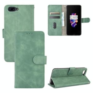 For OnePlus 5 Solid Color Skin Feel Magnetic Buckle Horizontal Flip Calf Texture PU Leather Case with Holder & Card Slots & Wallet(Green) (OEM)