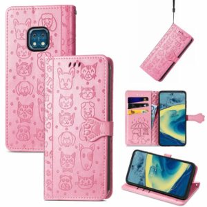 For Nokia XR20 Lovely Cat and Dog Embossing Pattern Horizontal Flip Leather Case , with Holder & Card Slots & Wallet & Cartoon Clasp & Lanyard(Pink) (OEM)