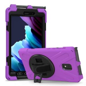 For Samsung Galaxy Tab active 3 T570 / T575 8.0 Shockproof Colorful Silicone + PC Protective Case with Holder & Shoulder Strap & Hand Strap(Purple) (OEM)