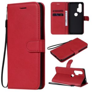 For Motorola Moto Edge+ Solid Color Horizontal Flip Protective Leather Case with Holder & Card Slots & Wallet & Photo Frame & Lanyard(Red) (OEM)