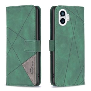 For Nothing Phone 1 Magnetic Buckle Rhombus Texture Leather Phone Case(Green) (OEM)