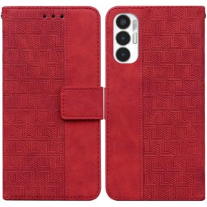 For Tecno Pova 3 LE7 Geometric Embossed Leather Phone Case(Red) (OEM)