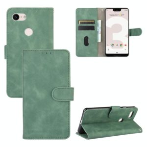 For Google Pixel 3 XL Solid Color Skin Feel Magnetic Buckle Horizontal Flip Calf Texture PU Leather Case with Holder & Card Slots & Wallet(Green) (OEM)