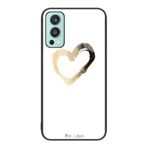 For OnePlus Nord 2 5G Colorful Painted Glass Phone Case(Golden Love) (OEM)
