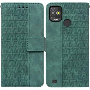 For Tecno Pop 5P Geometric Embossed Leather Phone Case(Green) (OEM)
