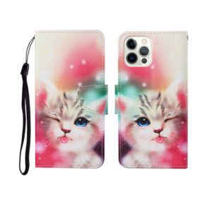 For iPhone 12 Pro Max Painted Pattern Horizontal Flip Leathe Case(Cat) (OEM)