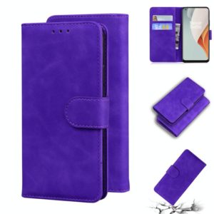 For OnePlus Nord N100 Skin Feel Pure Color Flip Leather Phone Case(Purple) (OEM)