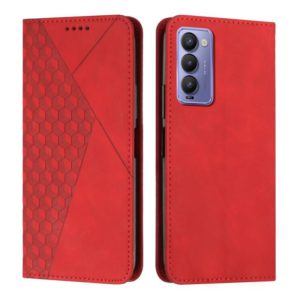 For Tecno Camon 18P / 18 Diamond Splicing Skin Feel Magnetic Leather Phone Case(Red) (OEM)
