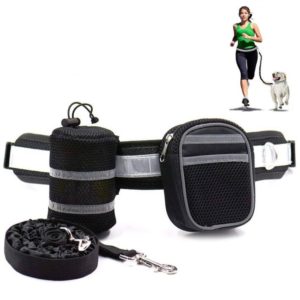 Dog Running Reflective Adjustable Belt Traction Rope with Small Bag, Specification:4-Piece Set(Black) (OEM)