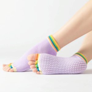 3 Pair Open-Toe Yoga Socks Indoor Sports Non-Slip Five-Finger Dance Socks, Size: One Size(Color Light Purple) (OEM)