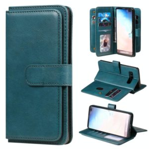 For Samsung Galaxy S10+ Multifunctional Magnetic Copper Buckle Horizontal Flip Solid Color Leather Case with 10 Card Slots & Wallet & Holder & Photo Frame(Dark Green) (OEM)