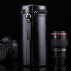 Extra Large Lens Case Zippered PU Leather Pouch Box for DSLR Camera Lens, Size: 24.5*10.5*10.5cm(Black) (OEM)