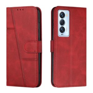 For Tecno Camon 18 Premier Stitching Calf Texture Buckle Leather Phone Case(Red) (OEM)