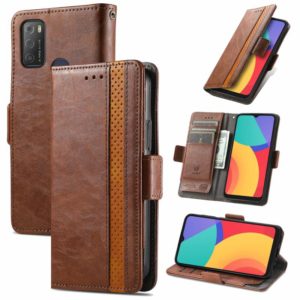 For Alcatel 1S (2021) CaseNeo Business Splicing Dual Magnetic Buckle Horizontal Flip PU Leather Case with Holder & Card Slots & Wallet(Brown) (OEM)
