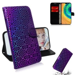For Huawei Mate 30 / 5G Solid Color Colorful Magnetic Buckle Horizontal Flip PU Leather Case with Holder & Card Slots & Wallet & Lanyard(Purple) (OEM)