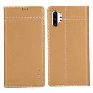 For Galaxy Note 10+ GEBEI Top-grain Leather Horizontal Flip Protective Case with Holder & Card Slots(Khaki) (GEBEI) (OEM)
