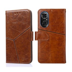 For Honor 50 SE Geometric Stitching Horizontal Flip Leather Phone Case(Light Brown) (OEM)