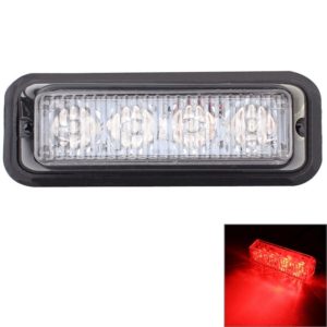 12W 720LM 635nm 4-LED Red Light Wired Car Flashing Warning Signal Lamp, DC12-24V, Wire Length: 95cm (OEM)