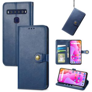 For TCL 10L Solid Color Leather Buckle Phone Case(Blue) (OEM)