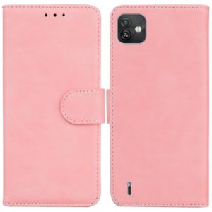 For Wiko Y82 Skin Feel Pure Color Flip Leather Phone Case(Pink) (OEM)