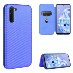 For OPPO Reno3 A(Japanese Version) Carbon Fiber Texture Horizontal Flip TPU + PC + PU Leather Case with Card Slot(Blue) (OEM)