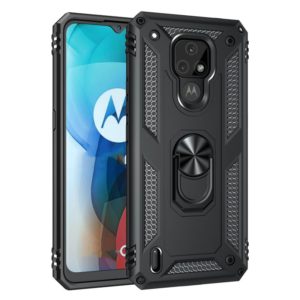 For Motorola Moto E7 Shockproof TPU + PC Protective Case with 360 Degree Rotating Holder(Black) (OEM)