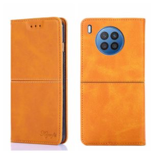 For Huawei Nova 8i Cow Texture Magnetic Horizontal Flip Leather Phone Case(Light Brown) (OEM)
