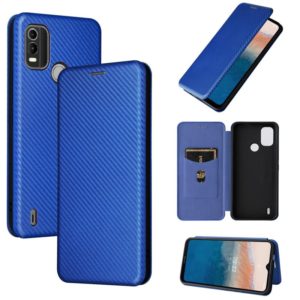 For Nokia C21 Plus Carbon Fiber Texture Flip Leather Phone Case(Blue) (OEM)