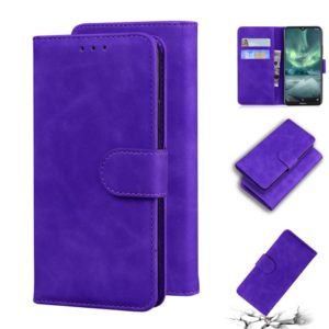 For Nokia 6.2 / 7.2 Skin Feel Pure Color Flip Leather Phone Case(Purple) (OEM)