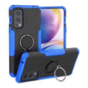 For OnePlus Nord 2 5G Armor Bear Shockproof PC + TPU Protective Case with Ring Holder(Blue) (OEM)