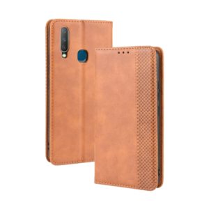 Magnetic Buckle Retro Crazy Horse Texture Horizontal Flip Leather Case fo Vivo Y17 / Y15 / Y3, with Holder & Card Slots & Photo Frame(Brown) (OEM)
