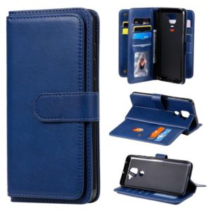 For Xiaomi Redmi Note 9 Multifunctional Magnetic Copper Buckle Horizontal Flip Solid Color Leather Case with 10 Card Slots & Wallet & Holder & Photo Frame(Dark Blue) (OEM)